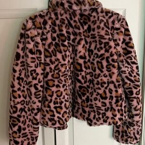 Pink Leopard Faux Fur Jacket